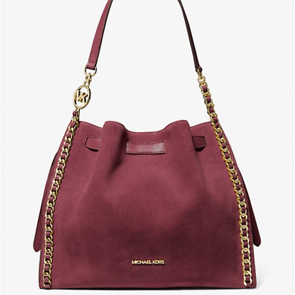 Michael Kors- Mina Large Suede Chain Shoulder Bag - Picture 1 of 4